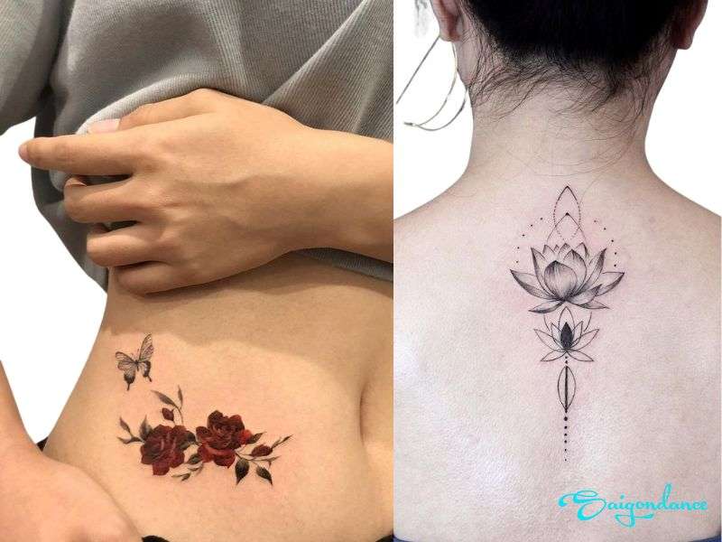 Hình xăm hoa lá xinh